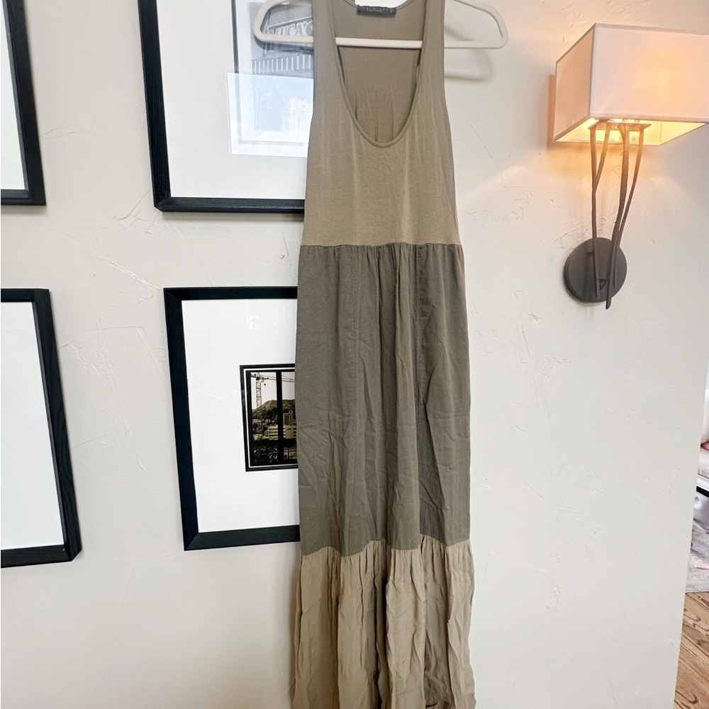 Cream Tiered Maxi Sundress with Scoop Neck